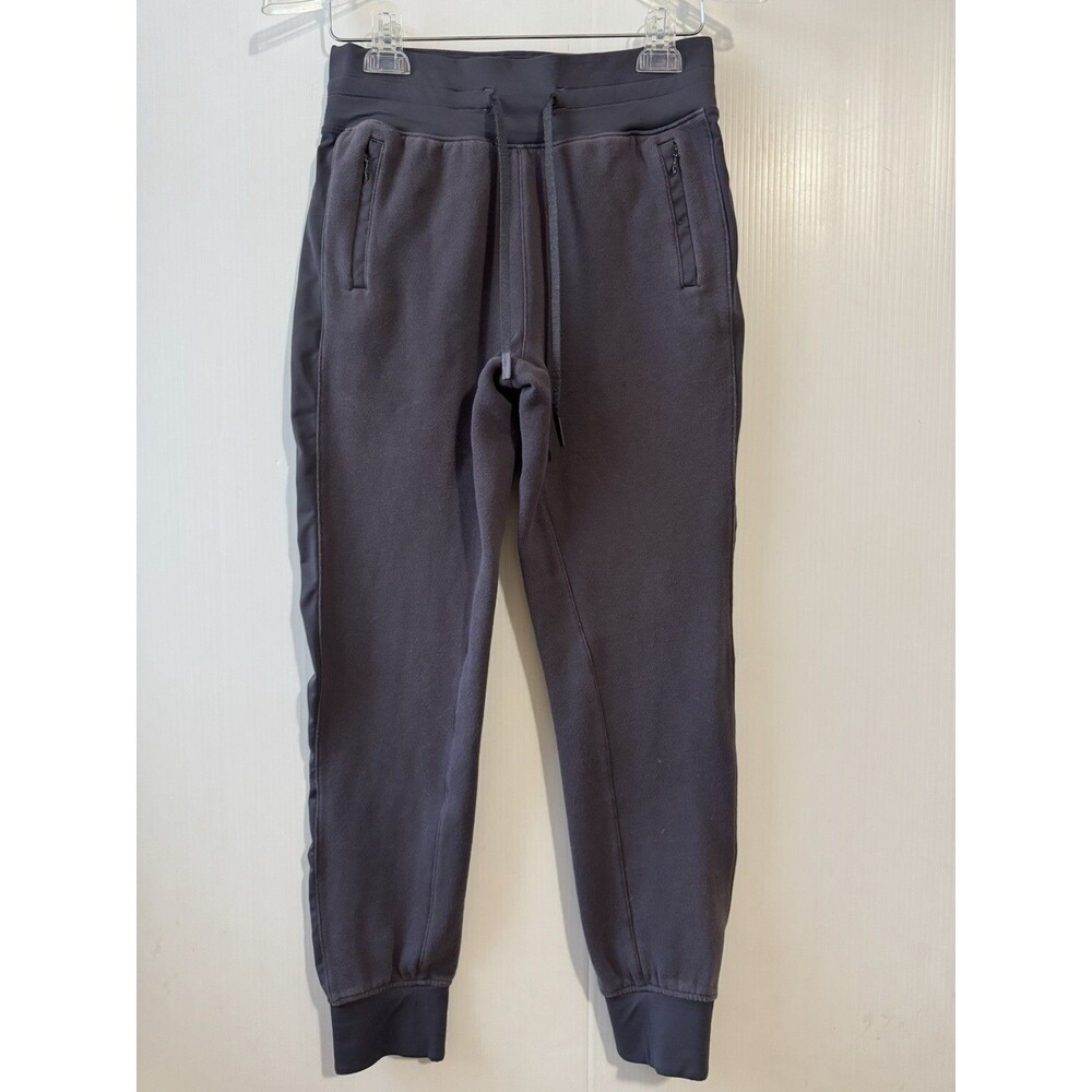 Lululemon Fleece Lined Joggers Women’s 4 Gray Sweatpants Zip Pockets High Waist